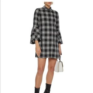 Alice + Olivia Jenn Ruffle Sleeve Plaid Dress
